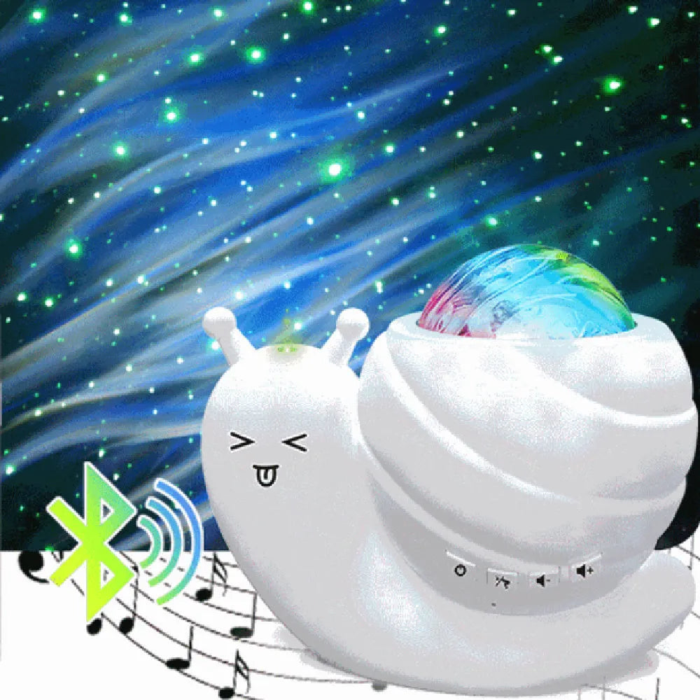 Snail-shaped starry sky projection lamp with remote control in blue colour