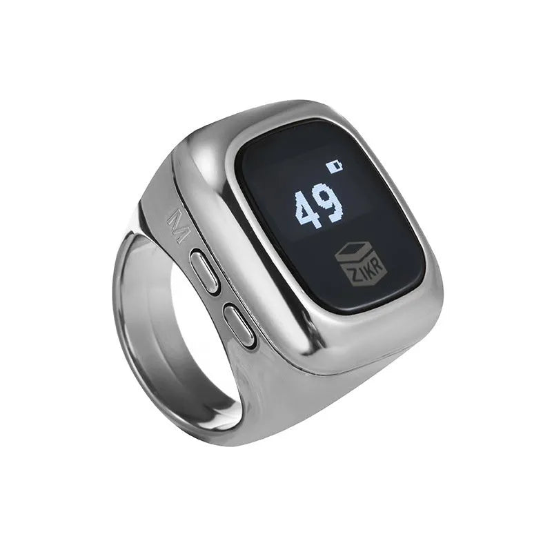 Al-fatiha digital electronic wrist counter with display screen shown in multiple colour options.