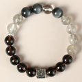 Couple crystal bracelet set with 10mm geometric shapes in khaki colour variations