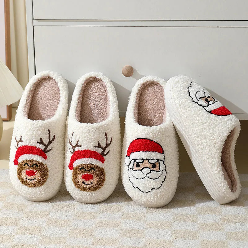 Christmas home slippers with suede upper and TPR sole, Santa Claus design, sizes 36or37 to 44or45