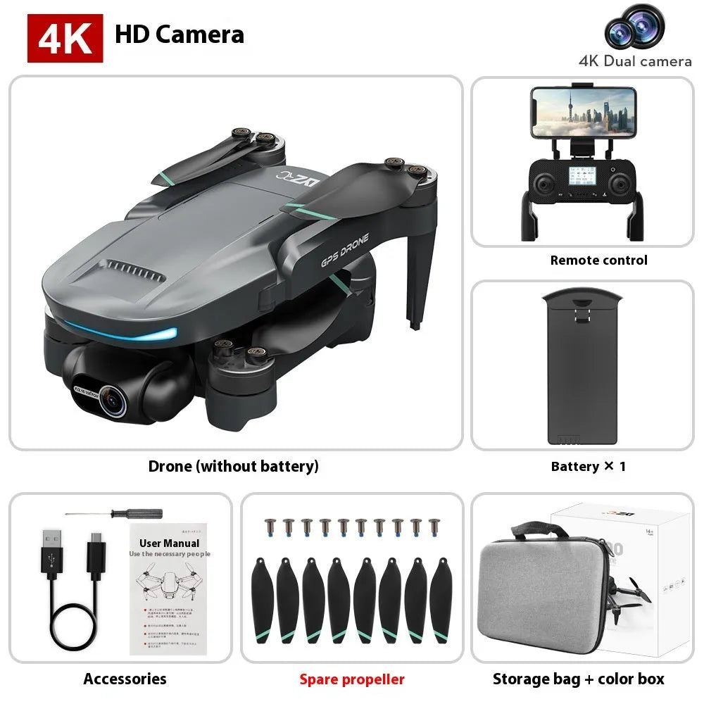 Brushless folding UAV with two-axis mechanical stabilisation head and GPS return, plastic construction, under 30 cm size, in storage bag