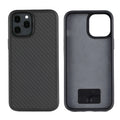 Black wooden phone case for iPhone with TPU and Kethlar construction showing back cover design