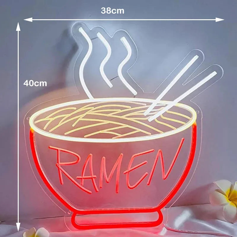 Creative noodle shaped red LED wall light with USB cable, acrylic shell, 40x38cm