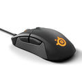 Black wired gaming mouse with 6 buttons, ergonomic shape, USB cable, 12000 DPI sensor