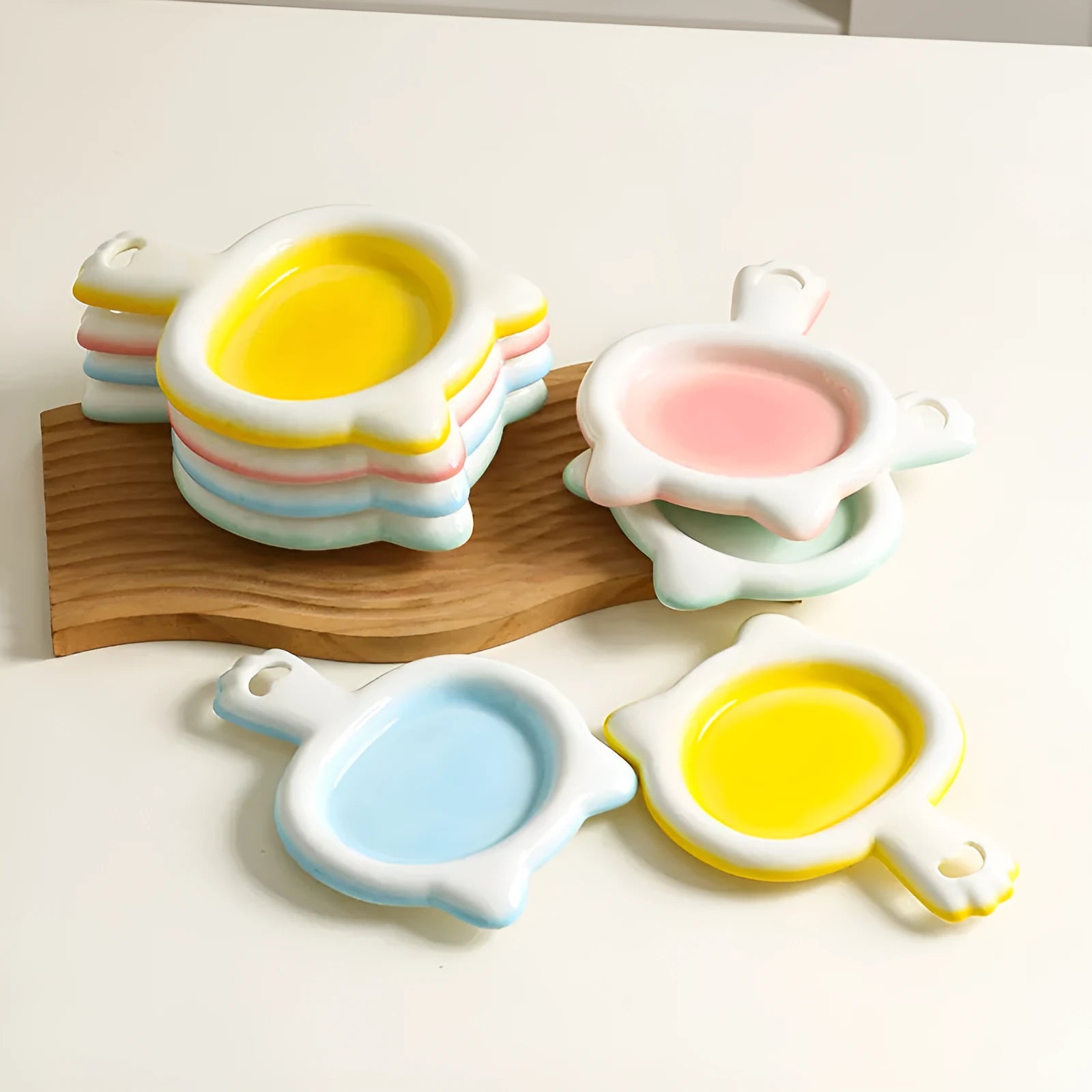 Ceramic cat bowl in blue colour with shallow dish design for pet feeding