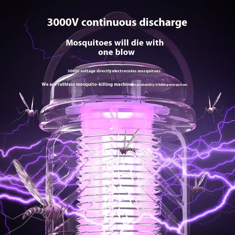 Outdoor rechargeable electric shock mosquito killing lamp in beige, blue and white options with ABS plastic body