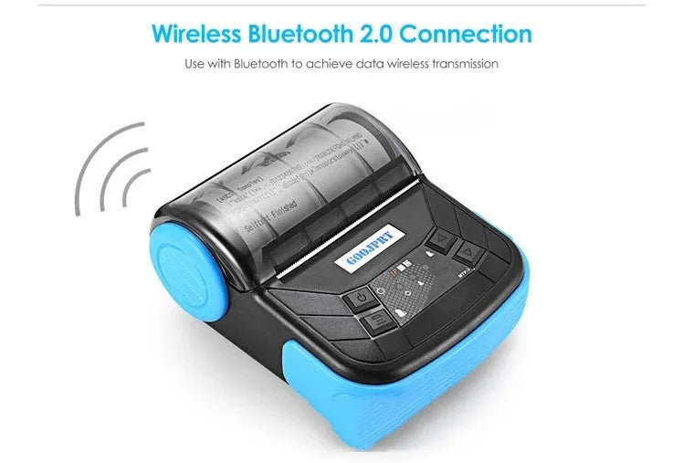 Thermal Bluetooth 80mm handheld wireless bill printer with charger and roll paper