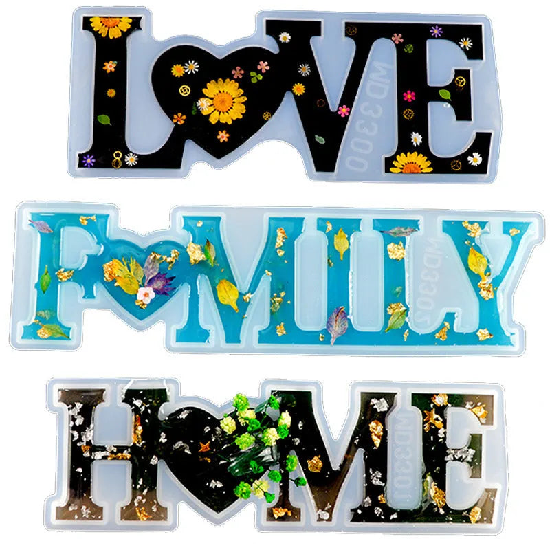 Silicone epoxy resin mould for crafting abrasive finish English word letters