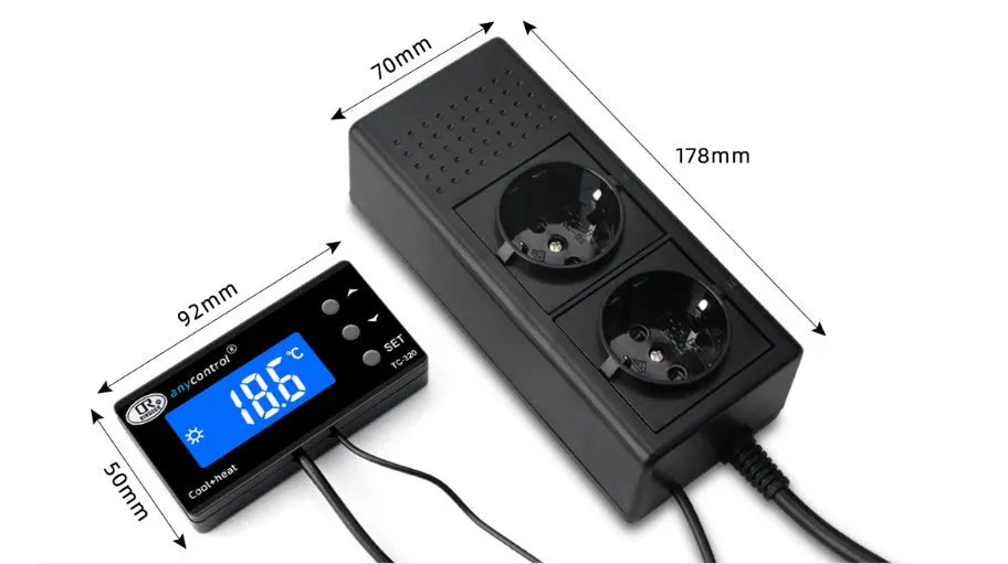 Pet temperature controller with split socket, 220V, automatic refrigeration and heating, 170x70mm