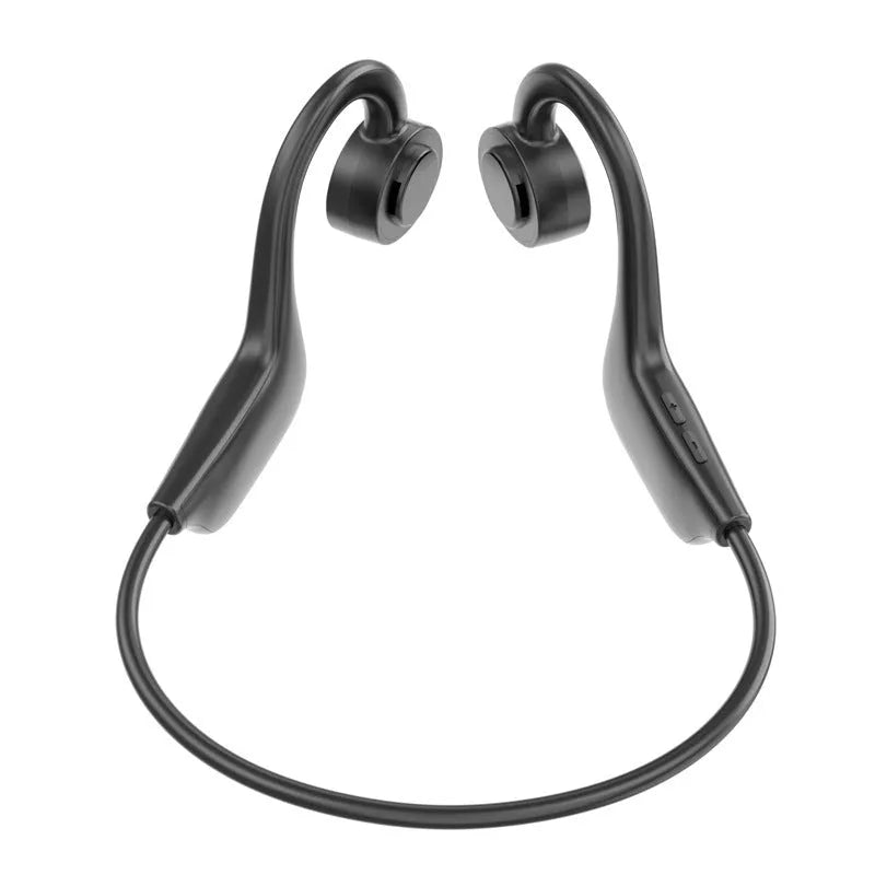 Black true wireless sports Bluetooth headset with ear-mounted hanging design