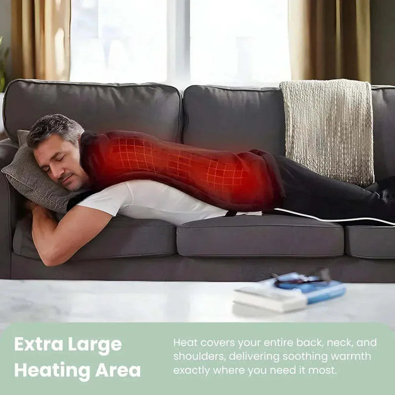 Grey electric heating shawl for shoulders and neck with soft fabric and EU plug, folded on a surface