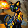 Cartoon cat resin night light, small animal table lamp with button or USB switch option.