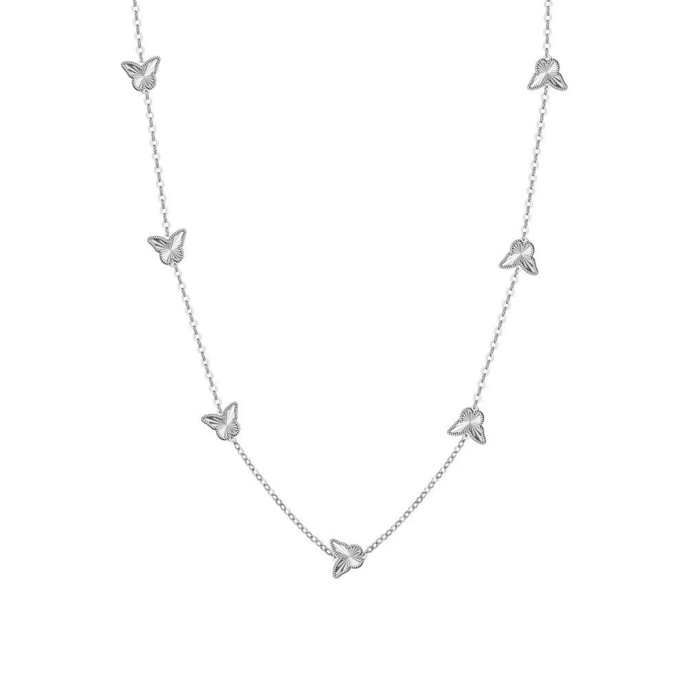 925 silver butterfly hollow pendant necklace for women in electroplated platinum colour finish