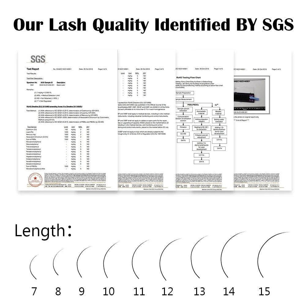 16 rows faux mink individual eyelash lashes on a white tray, soft silky cilia extensions for professional use