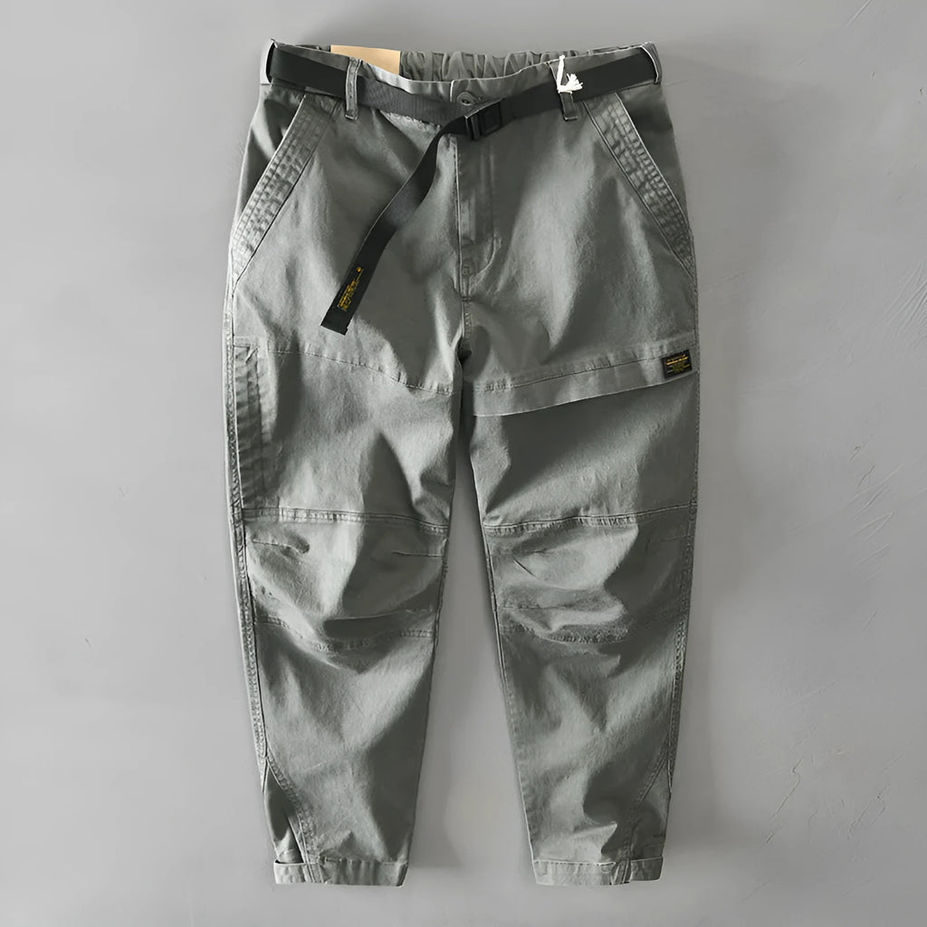 Men's solid colour loose-fit casual Japanese overalls with an elasticated waistband