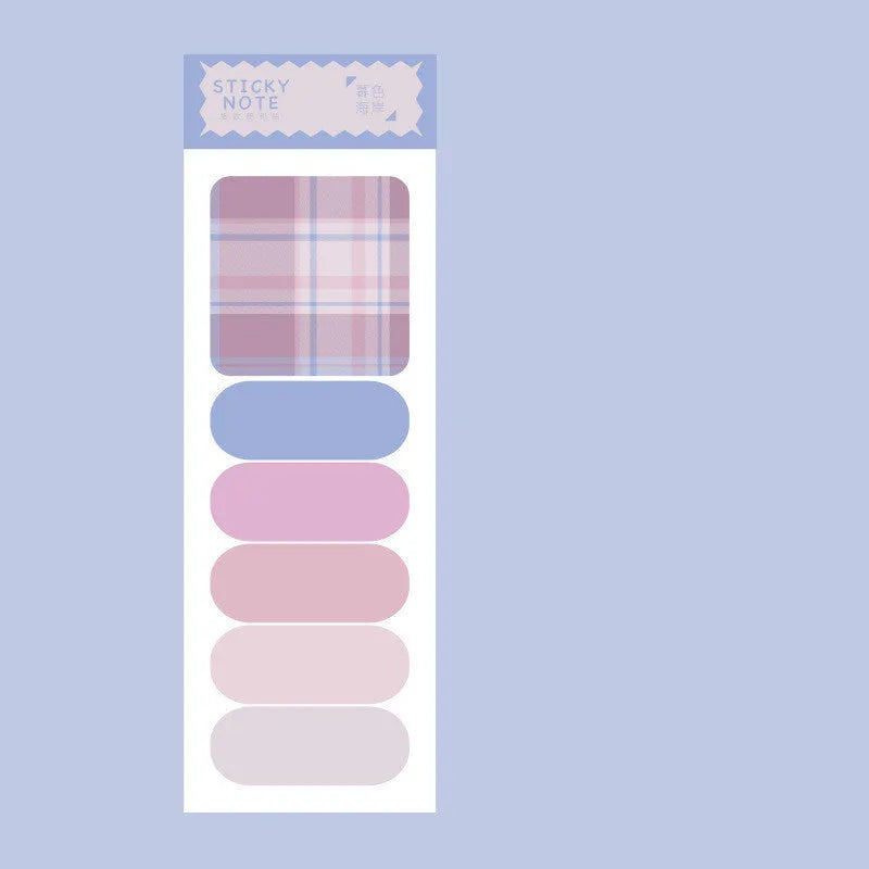 Colourful plaid design sticky notes memo pad with 120 sheets, showing 67mm by 200mm size.