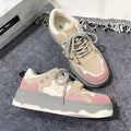 Retro student sneakers for women in pink with artificial PU upper and rubber sole