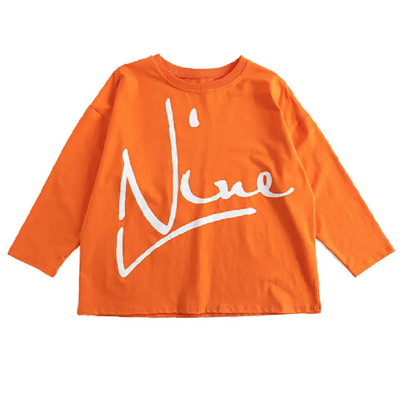Children's cotton hip-hop clothing set in orange, black, grey-blue or pink, loose dance wear for boys and girls