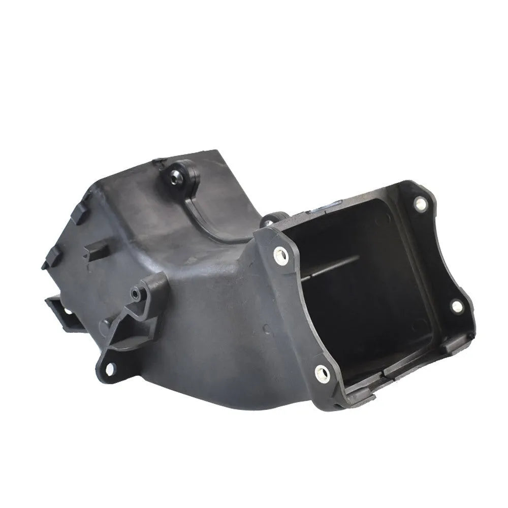 Black polymer ventilation pipe for Yamaha motorcycle engine air intake, 280mm long.