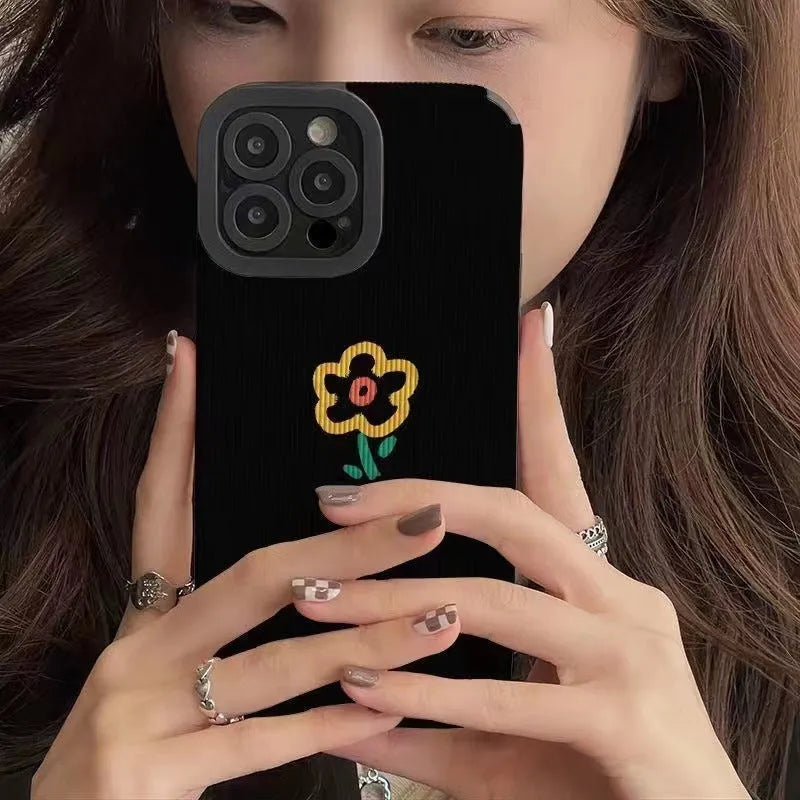 Imitation leather phone case with DIY metal stamping stripe line design in Rainbow colour