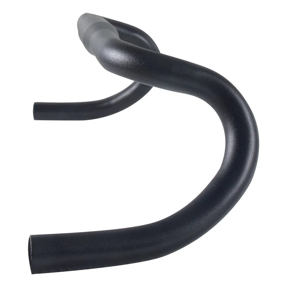 Black aluminium alloy bent handlebar for road bike with 420mm width and 31.8mm clamp diameter