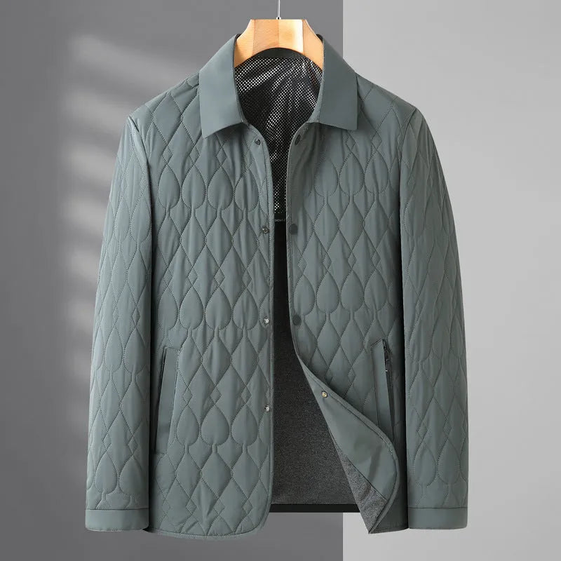 Men's lightweight diamond lattice shirt jacket in black, grey green or navy blue, regular fit, L to 4XL