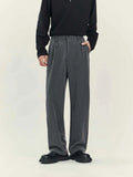Business casual draping suit pants in straight leg fit with polyester blend fabric