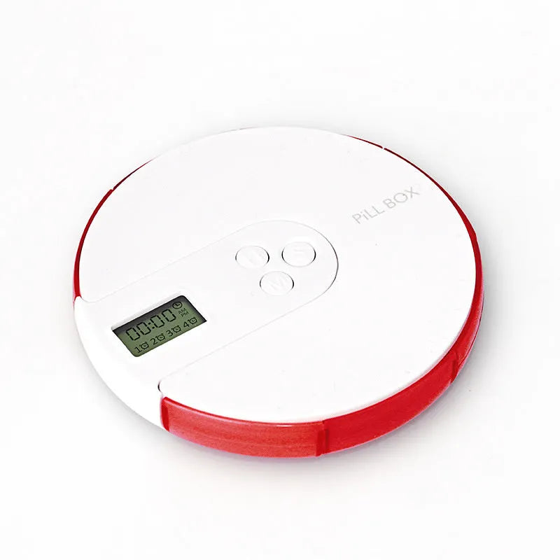 7-compartment alarm clock pill dispenser, 11 x 11 x 2.0 cm, with 24-hour reminder