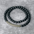 Frosted cut black agate bracelet for women, natural crystal semi-precious stone, 15cm to 18cm sizes