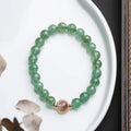 Green strawberry quartz hand-woven bracelet with 7.5mm beads in geometric single circle design
