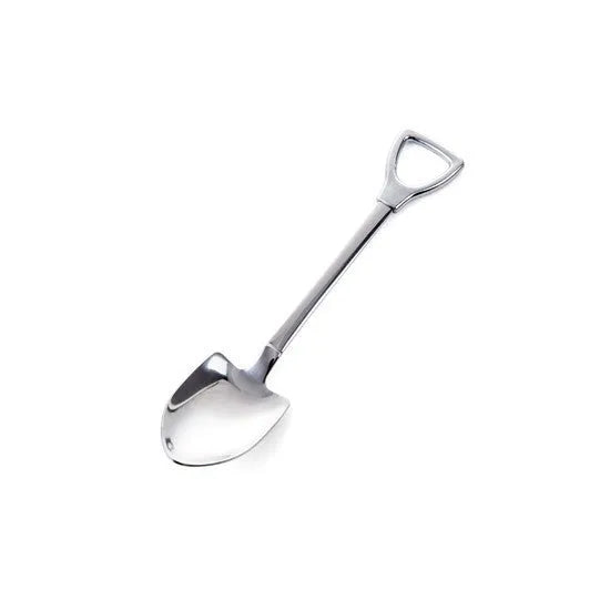 Children's dessert spoon in 201 stainless steel with mirror polish, green colour, size M