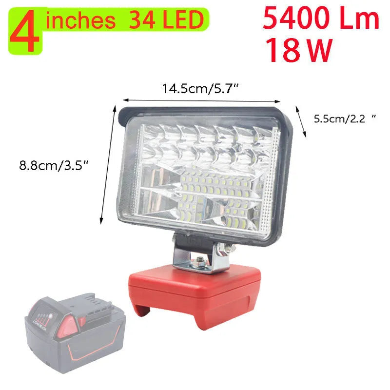 Outdoor camping engineering light for Milwaukee Mivoch battery, dual USB fast charging, 3-8 inch sizes, ABS base