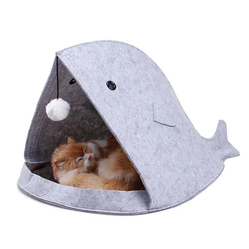 Foldable felt pet nest 40x40x50cm in Blue or Grey, chemical fibre felt, washable and removable