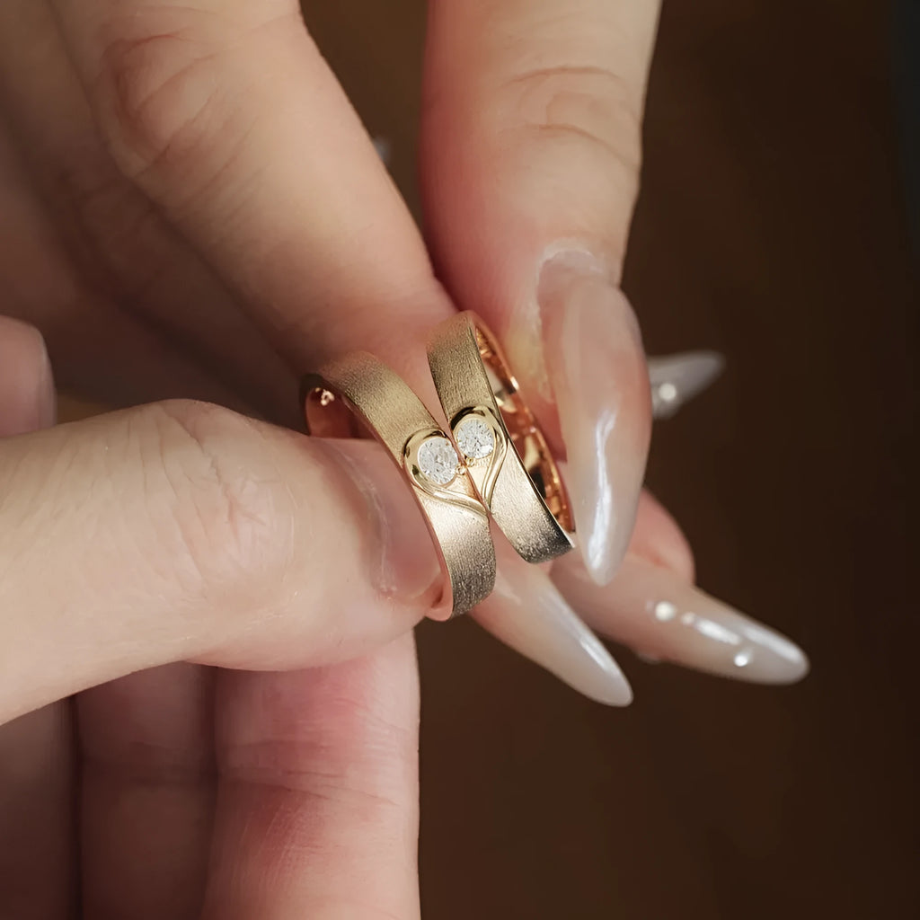 S925 sterling silver heart ring for men and women in platinum or champagne gold, sizes 5-12