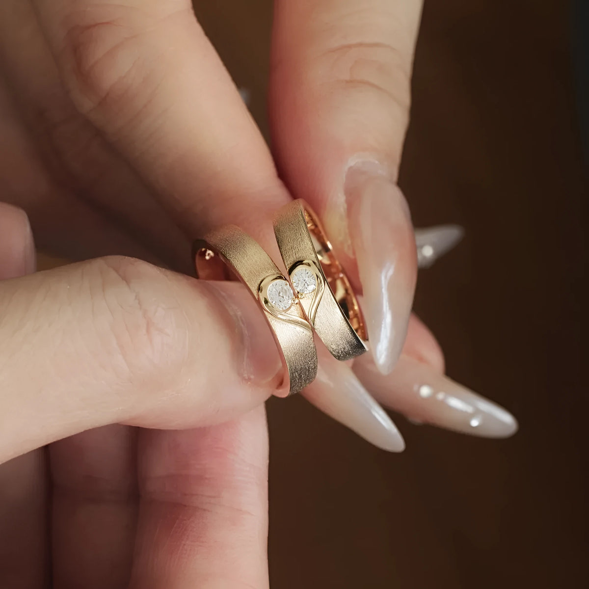S925 sterling silver heart ring for men and women in platinum or champagne gold, sizes 5-12