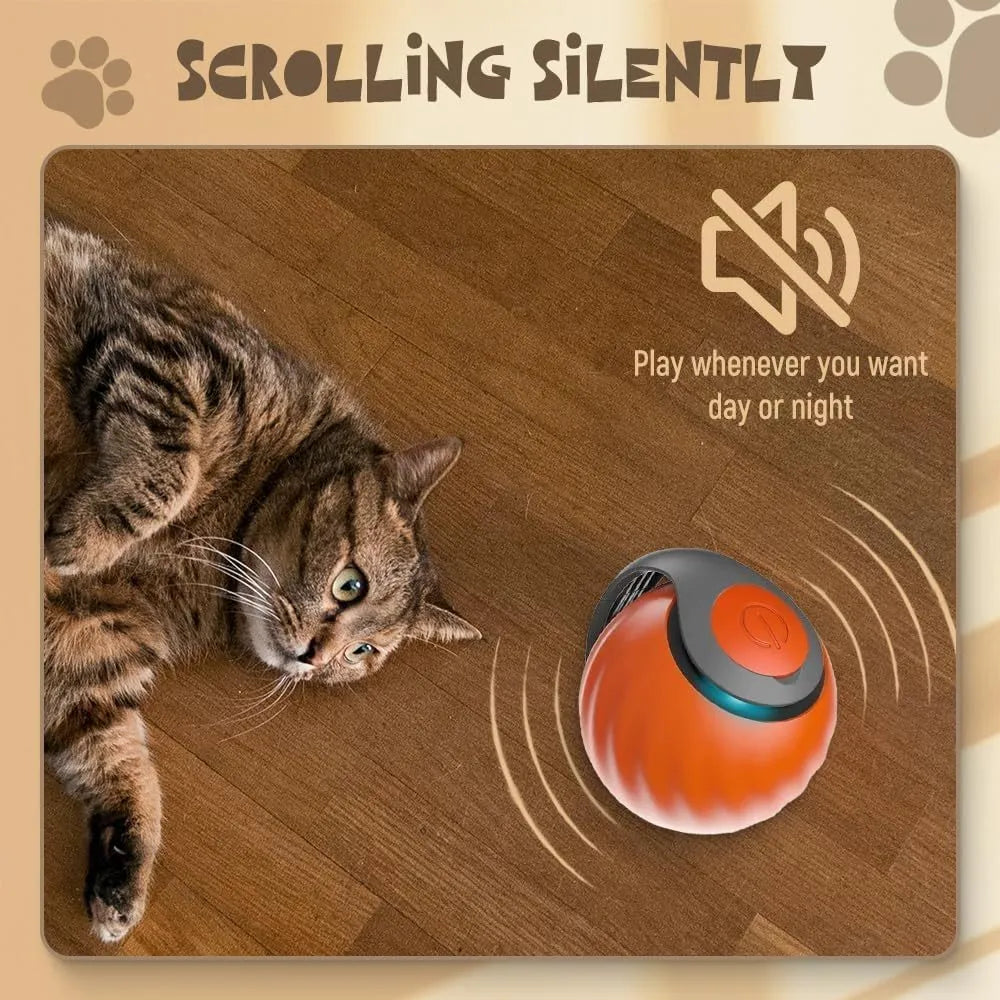 Blue interactive rolling ball pet toy for cats and dogs on indoor floor