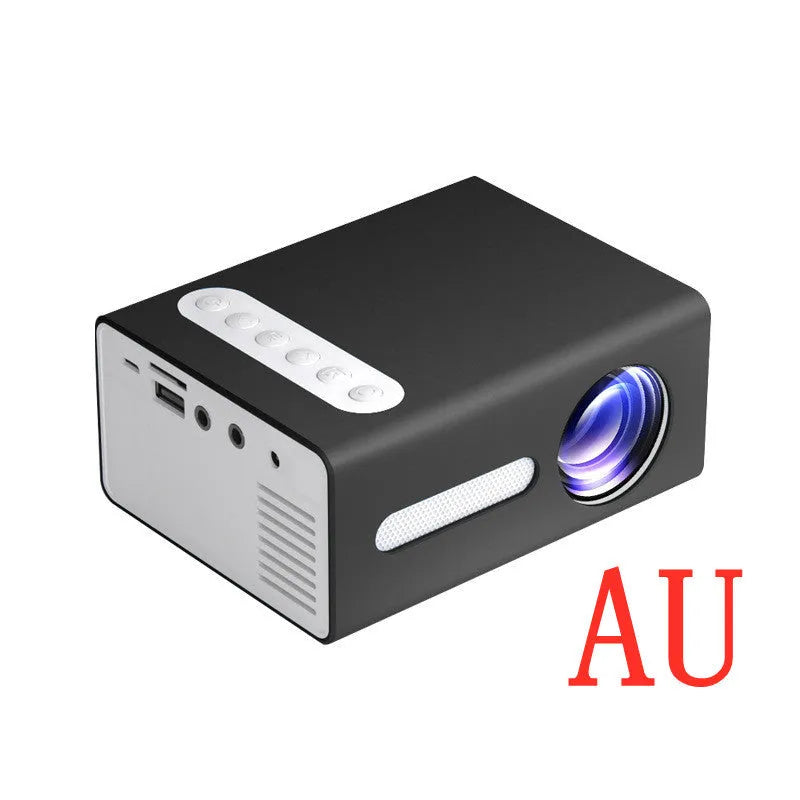 T300 mini LED projector, 1080P, 320x240 resolution, 16-100 inch screen, HDMI AV USB ports, 0.26 kg