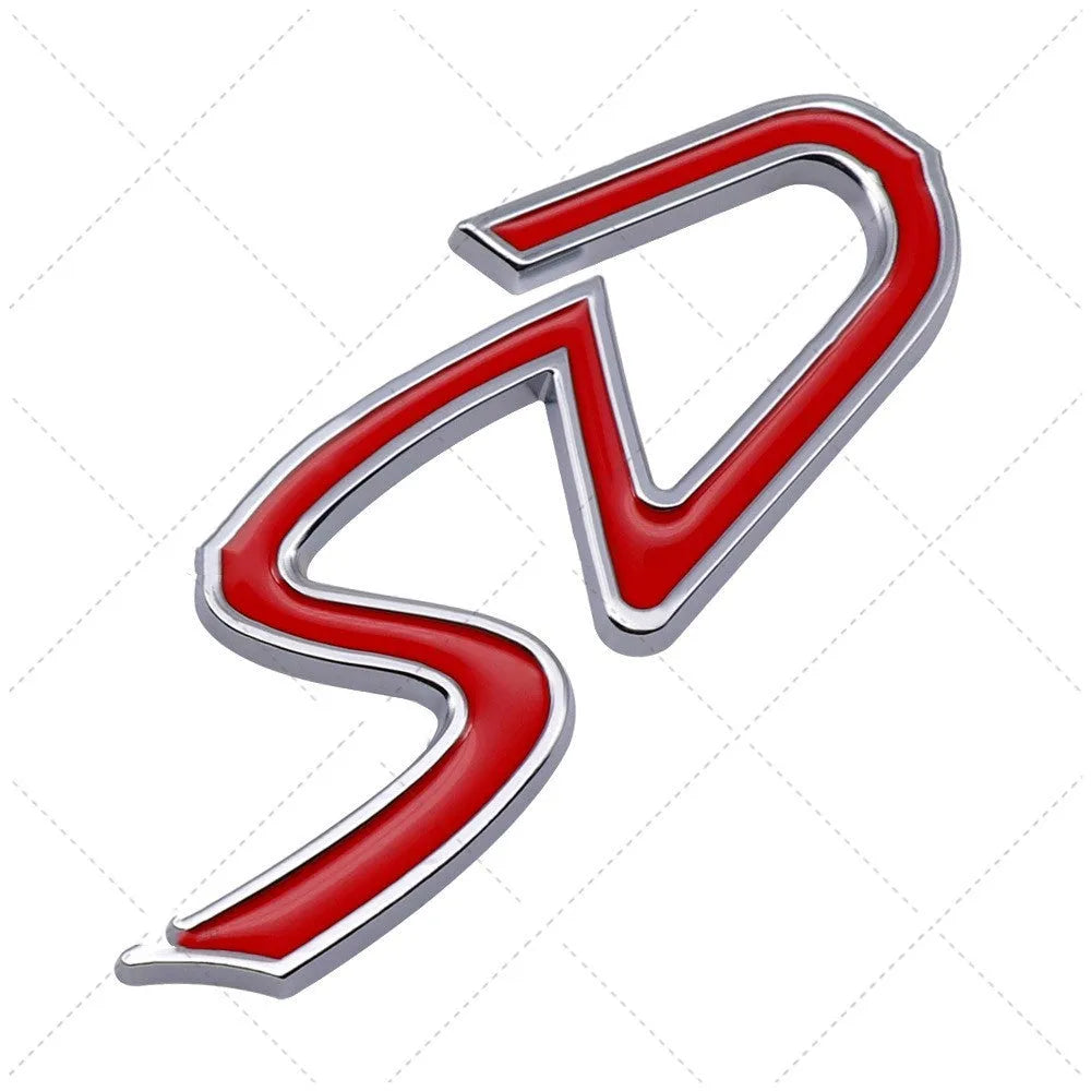 Metal decorative car stickers SD and D patterns red silver black colours bumper modification