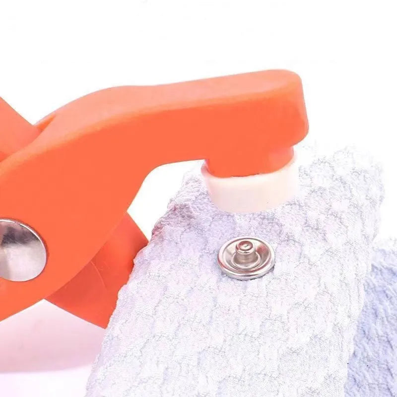 Stainless steel five-claw clasp no-sew button for children's clothing with pliers, 9.5mm size.