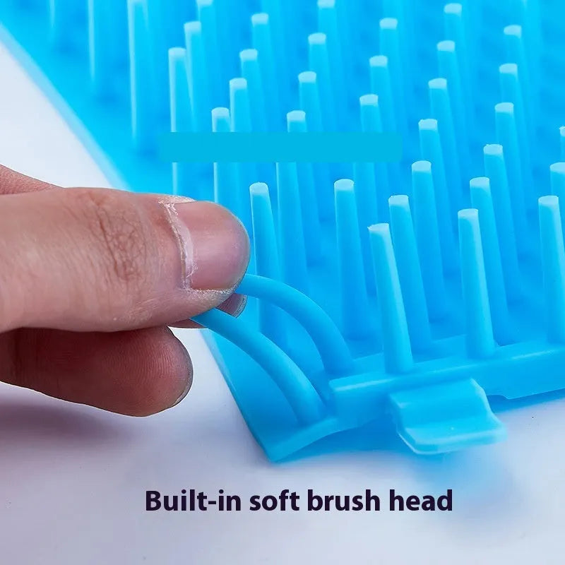 Blue silicone dog paw washing bucket with non-slip base for portable pet foot cleaning