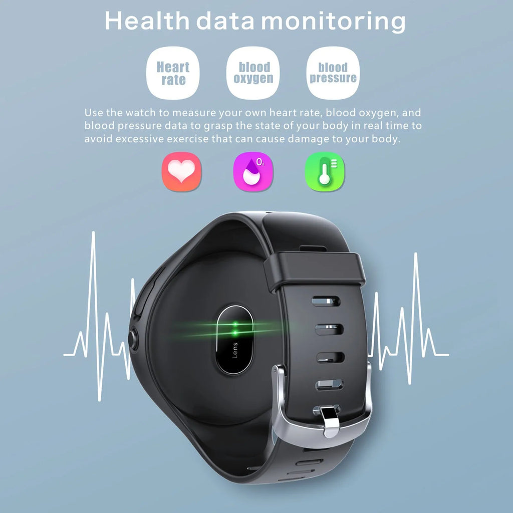 Black smart bracelet with detachable TWS Bluetooth earphones showing colour screen display