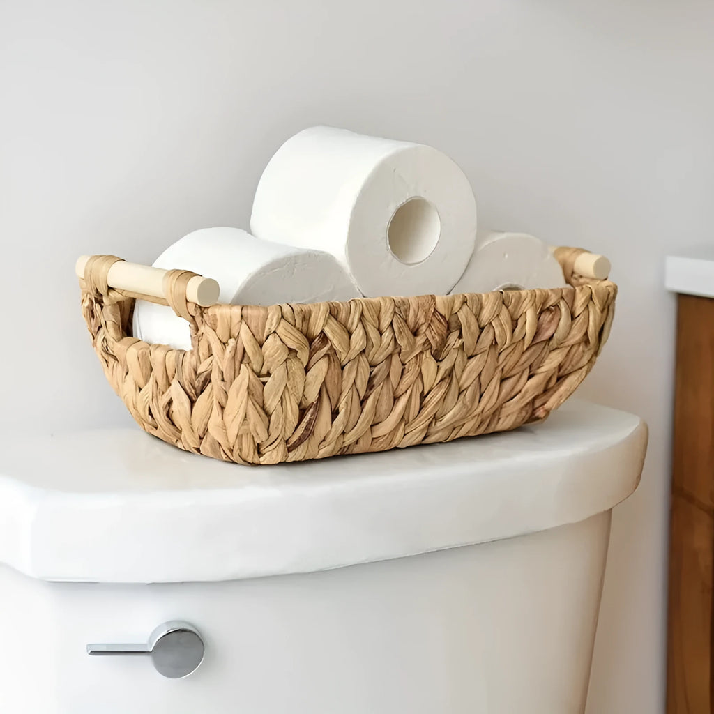 Water hyacinth rattan woven desktop storage box, six-layer pastoral style, installation-free organiser for toys and cosmetics