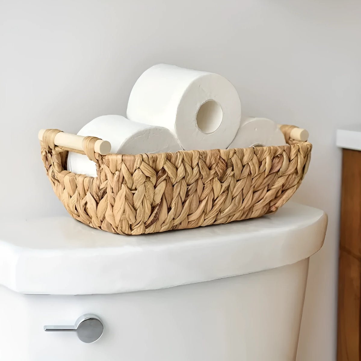 Water hyacinth rattan woven desktop storage box, six-layer pastoral style, installation-free organiser for toys and cosmetics