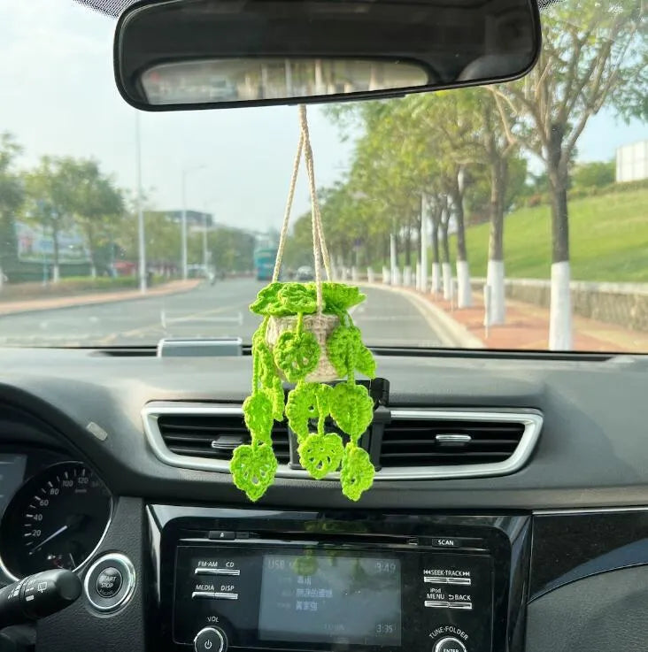 Car rearview mirror pendant in six colour options, 22cm length chemical fibre decoration