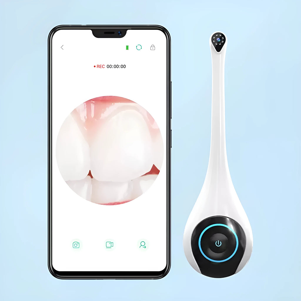 White dental endoscope camera with LED lights for oral examination