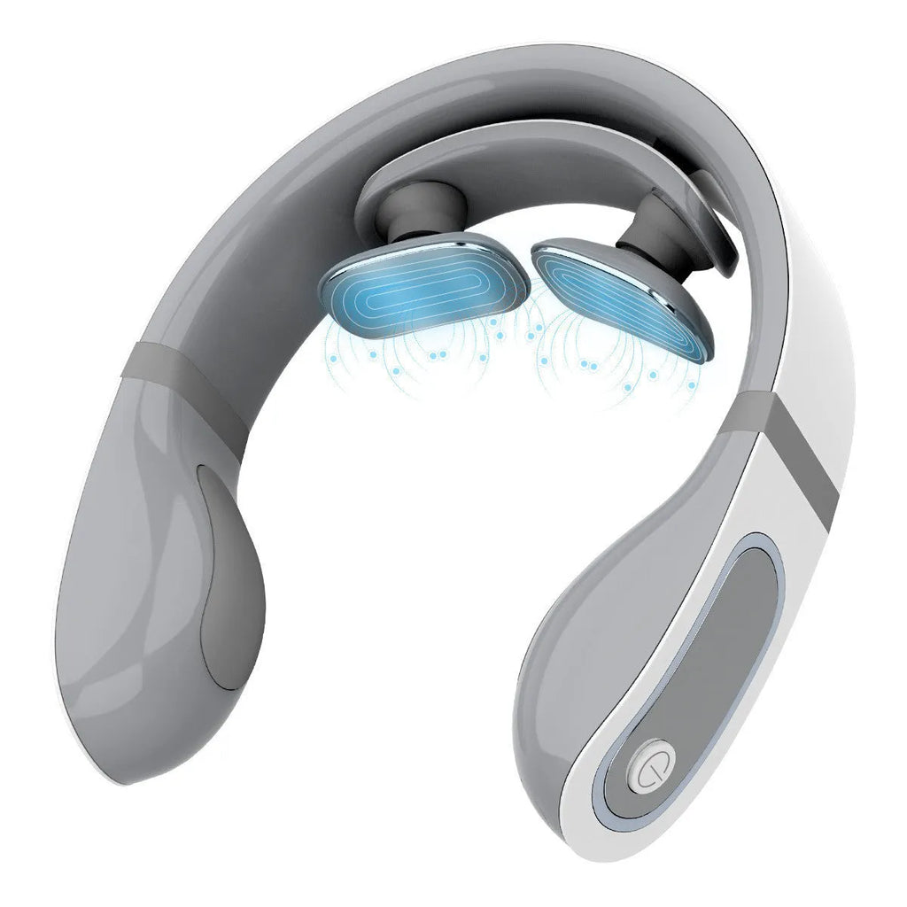 White multifunctional heating neck vibration massager with remote control