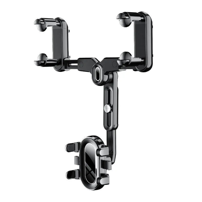 Car rear view mirror bracket phone holder with snap-on installation for 4-7 inch mobile phones