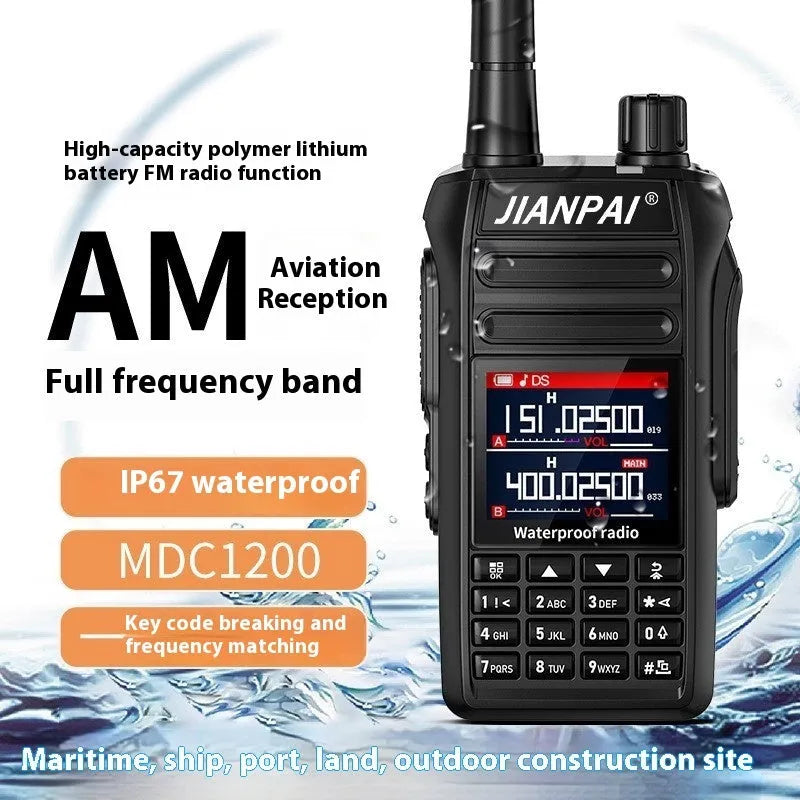 Black Interphone waterproof aviation full band motorcycle communication headset with dustproof plastic shell