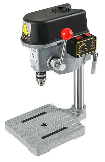 240W bench drill and milling machine on a workbench with heavy-duty steel clamping pliers.