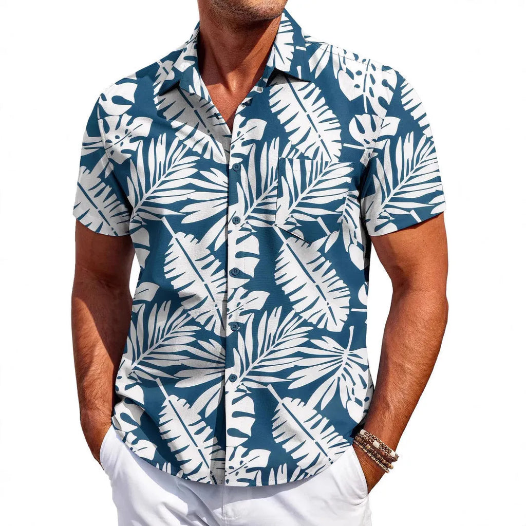 Men's slim fit Hawaiian cardigan short sleeve shirt in various colours
